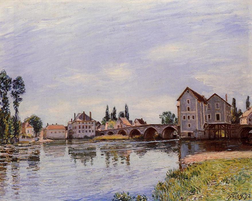Wikioo.org - The Encyclopedia of Fine Arts - Painting, Artwork by Alfred Sisley - The Loing Flowing under the Moret Bridge