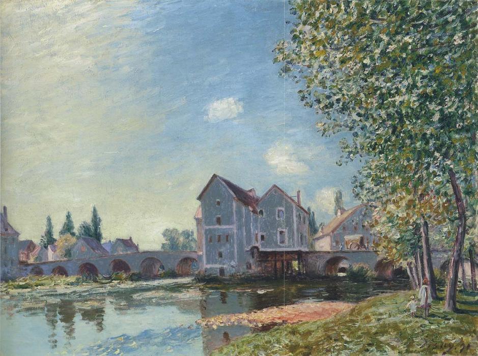 Wikioo.org – L'Encyclopédie des Beaux Arts - Peinture, Oeuvre de Alfred Sisley - Le Pont à effet Moret Après-midi