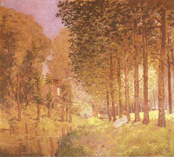 Wikioo.org - The Encyclopedia of Fine Arts - Painting, Artwork by Alfred Sisley - The Rest by the Stream