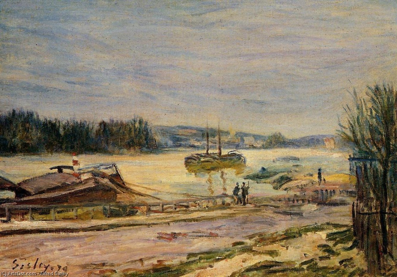 WikiOO.org – 美術百科全書 - 繪畫，作品 Alfred Sisley - 塞纳河 附近   圣人  云  高  水