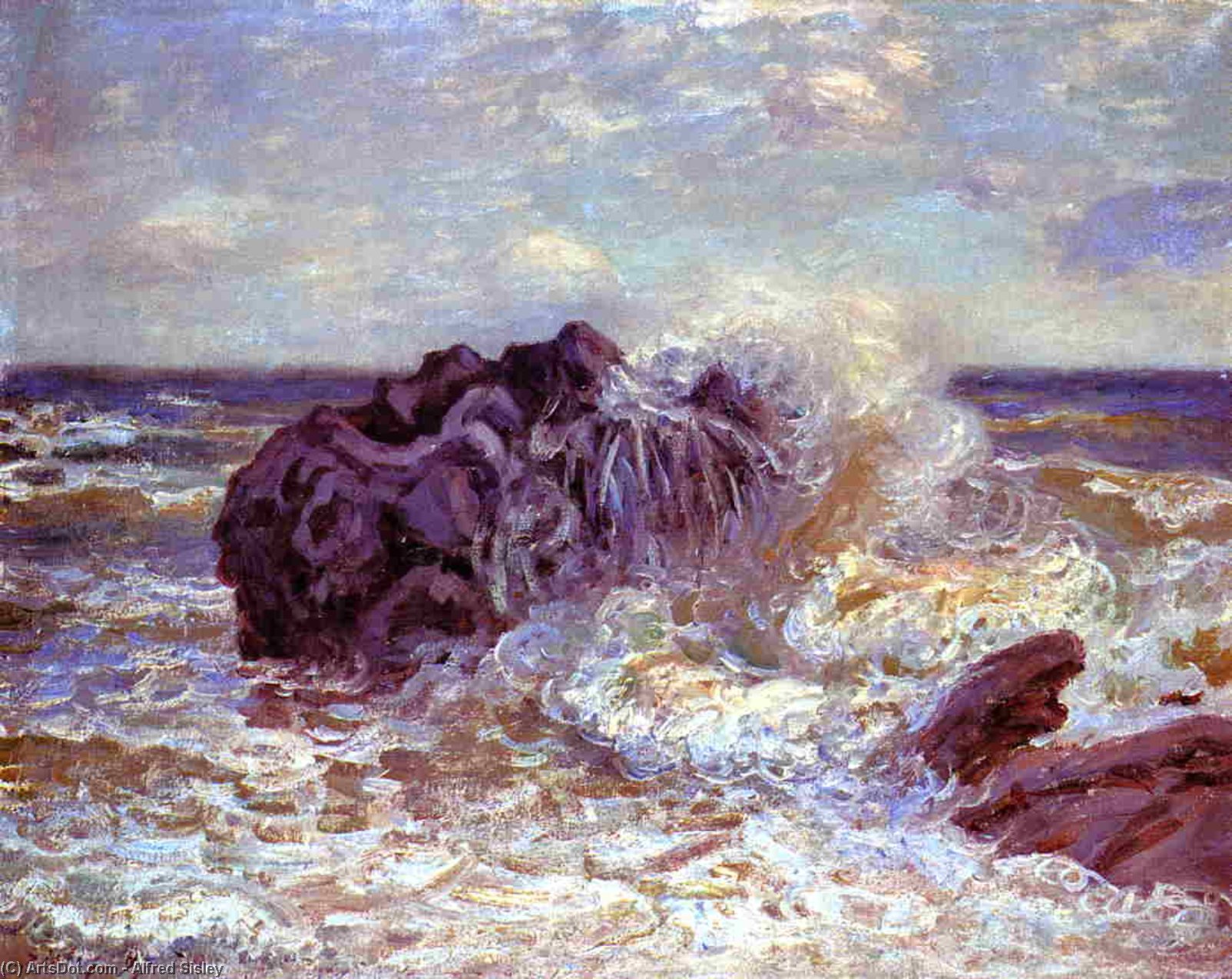 Wikioo.org - The Encyclopedia of Fine Arts - Painting, Artwork by Alfred Sisley - The Wave, Lady's Cove, Langland Bay