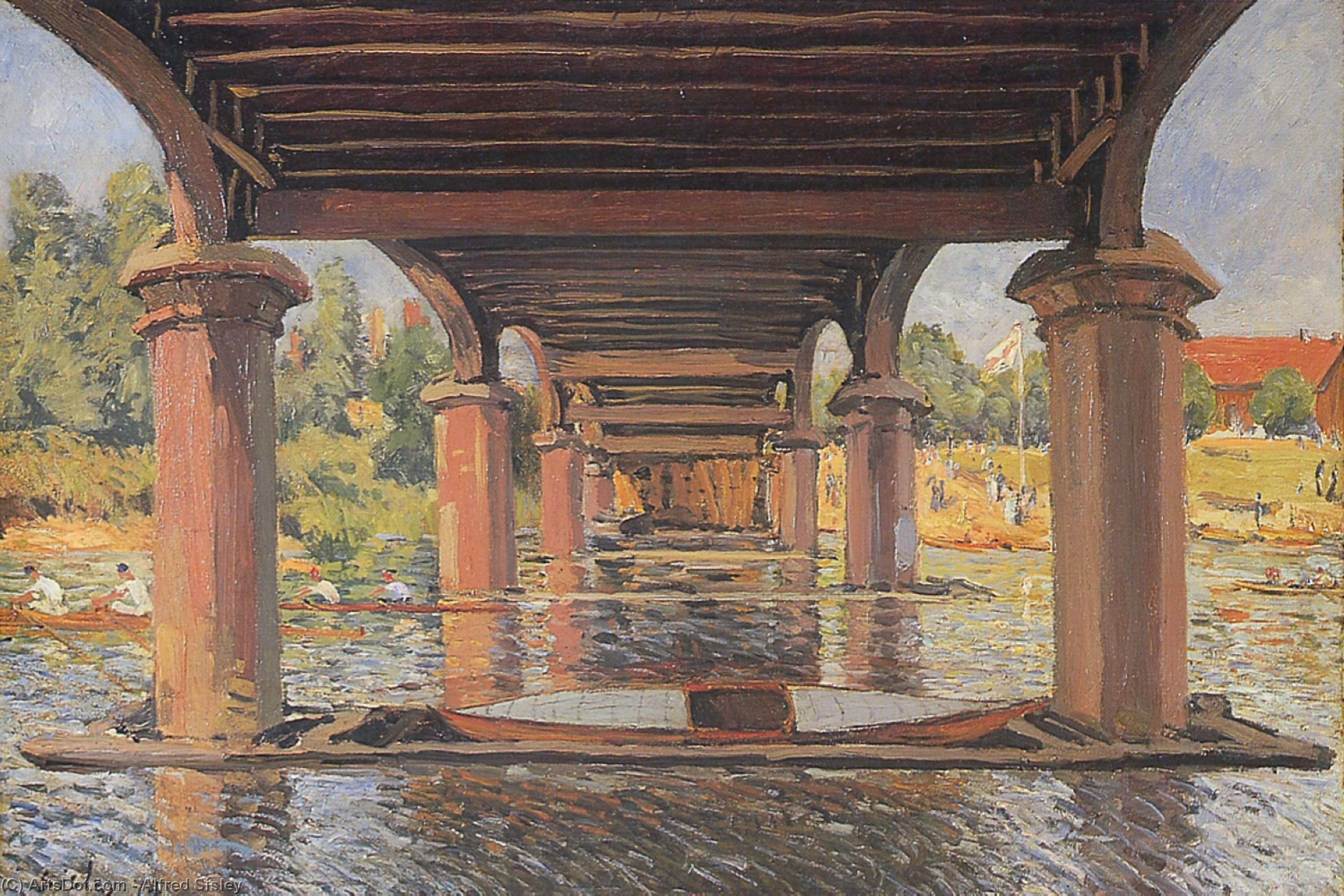 WikiOO.org – 美術百科全書 - 繪畫，作品 Alfred Sisley - 在在汉普顿的桥梁