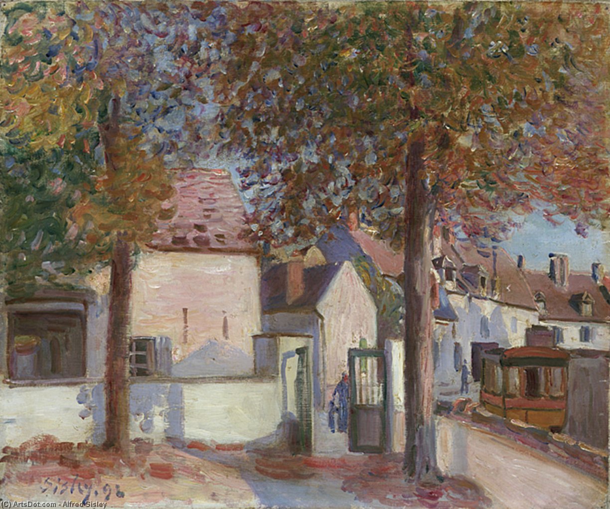 Wikoo.org - موسوعة الفنون الجميلة - اللوحة، العمل الفني Alfred Sisley - View in Moret (Rue de Fosses)