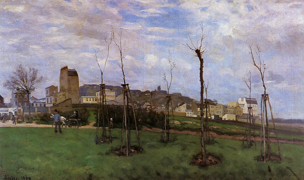 Wikioo.org - The Encyclopedia of Fine Arts - Painting, Artwork by Alfred Sisley - View of Montmartre from the Cite des Fleurs, Les Batignolles
