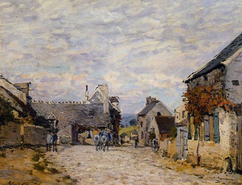 Wikioo.org - The Encyclopedia of Fine Arts - Painting, Artwork by Alfred Sisley - Village Street Louveciennes