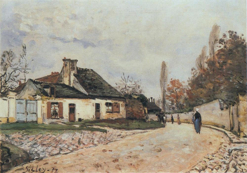 Wikioo.org – L'Encyclopédie des Beaux Arts - Peinture, Oeuvre de Alfred Sisley - Voisins Street à Louveciennes