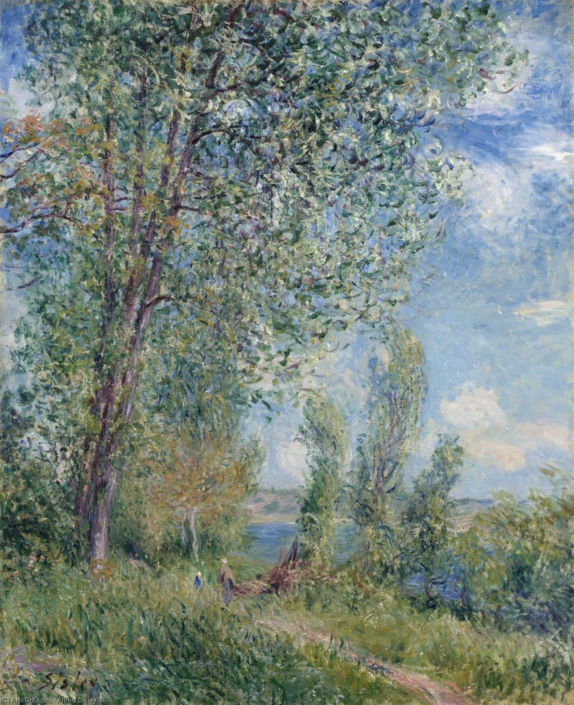 Wikioo.org - The Encyclopedia of Fine Arts - Painting, Artwork by Alfred Sisley - Windy Afternoon in May