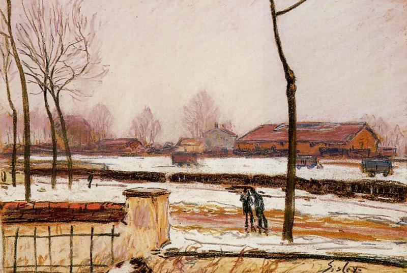 Wikioo.org – La Enciclopedia de las Bellas Artes - Pintura, Obras de arte de Alfred Sisley - invierno landscape Mas t