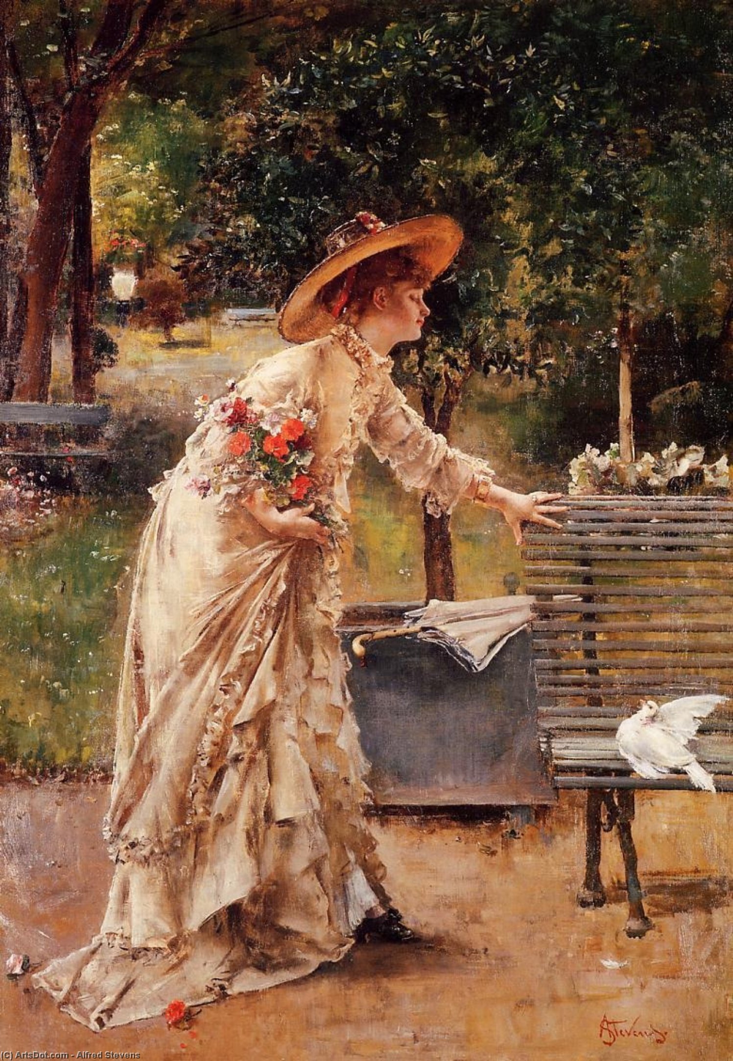 Wikioo.org - The Encyclopedia of Fine Arts - Painting, Artwork by Alfred Stevens - Afternoon in the Park