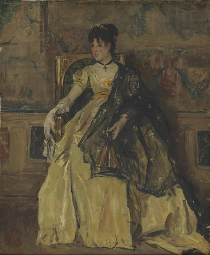 Wikioo.org - สารานุกรมวิจิตรศิลป์ - จิตรกรรม Alfred Stevens - La dame en jaune