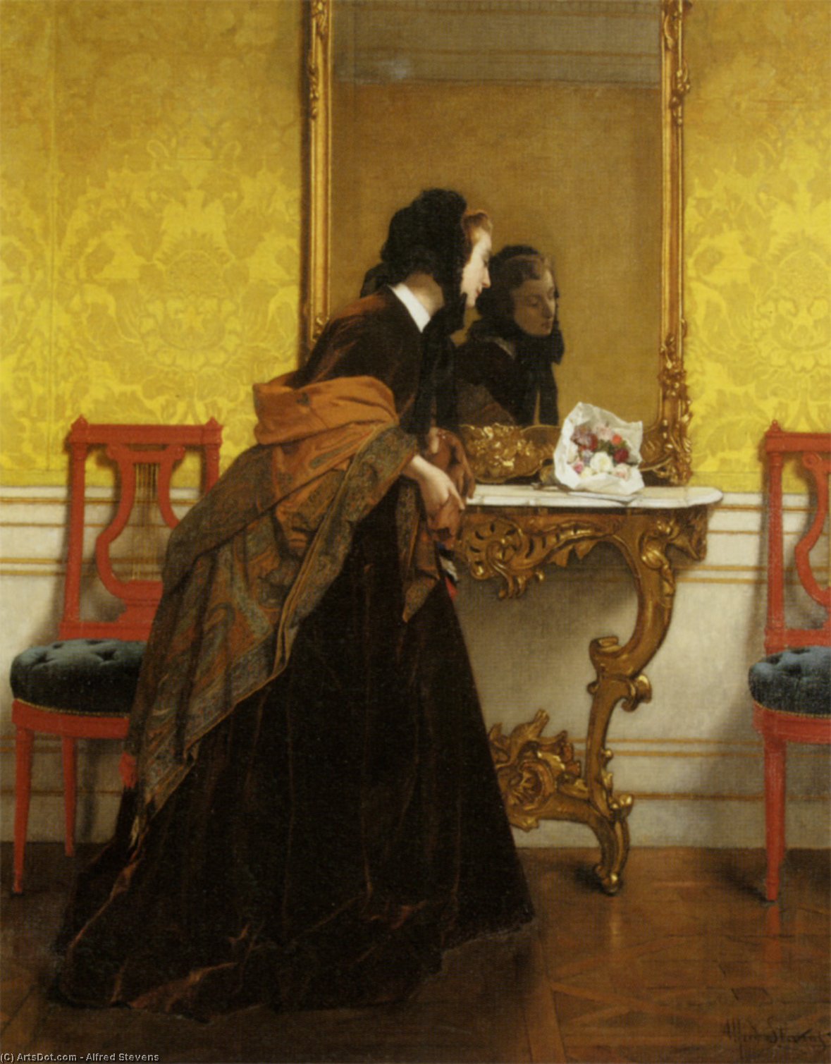 WikiOO.org - Енциклопедия за изящни изкуства - Живопис, Произведения на изкуството Alfred Stevens - Le Bouquet