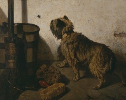 Wikioo.org – La Enciclopedia de las Bellas Artes - Pintura, Obras de arte de Alfred Stevens - Le chien à la mouche