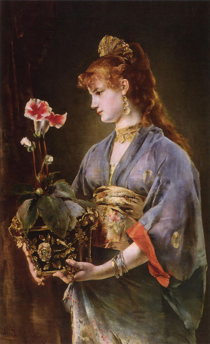 WikiOO.org - Енциклопедия за изящни изкуства - Живопис, Произведения на изкуството Alfred Stevens - Portrait of a Woman