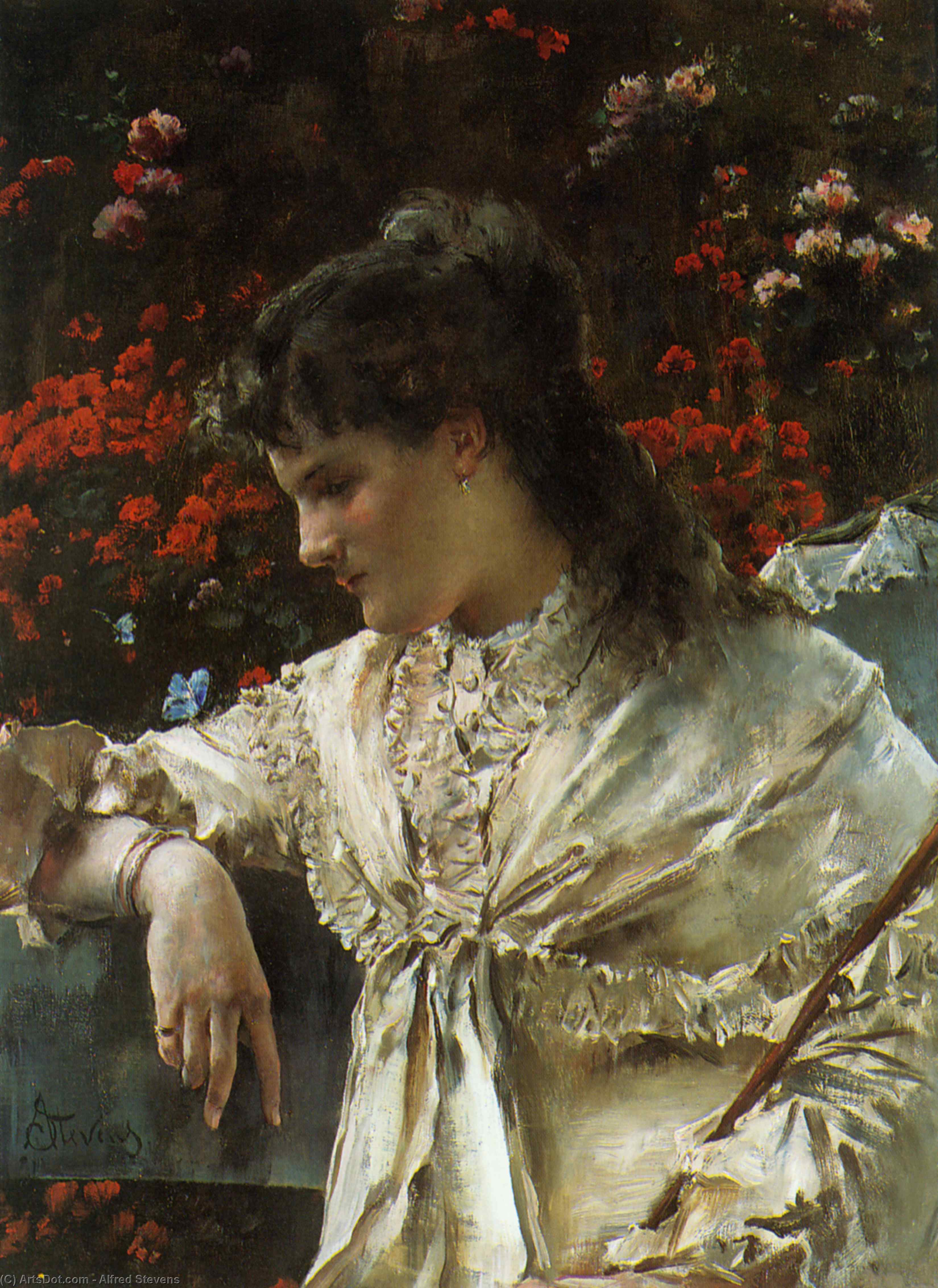 WikiOO.org - Encyclopedia of Fine Arts - Lukisan, Artwork Alfred Stevens - Reverie 1