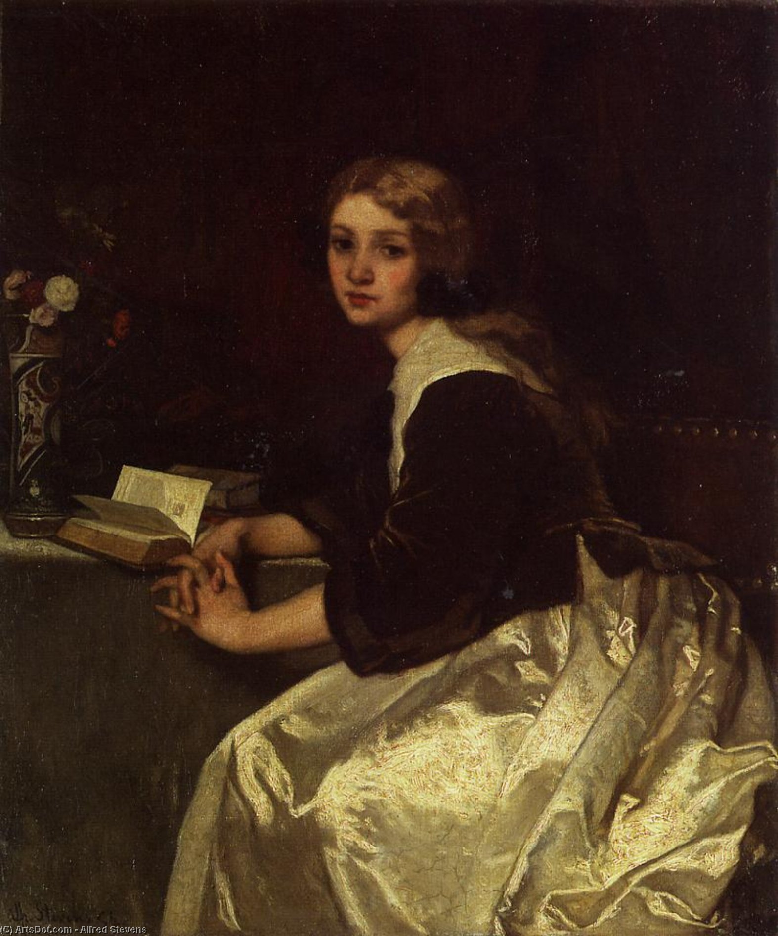 Wikioo.org - The Encyclopedia of Fine Arts - Painting, Artwork by Alfred Stevens - Reverie