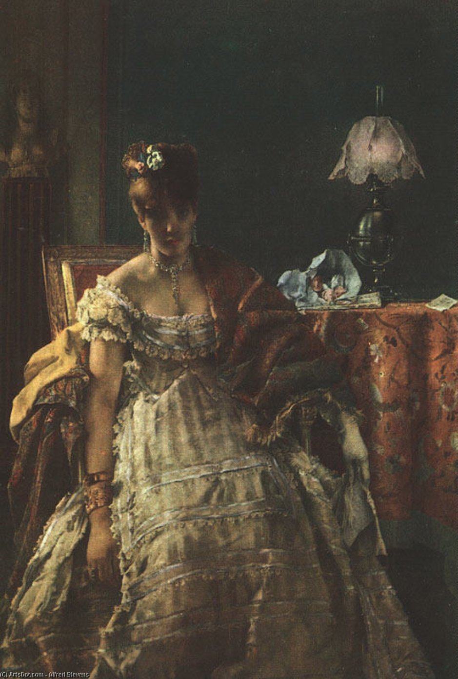 WikiOO.org - Encyclopedia of Fine Arts - Lukisan, Artwork Alfred Stevens - The Desperate Woman