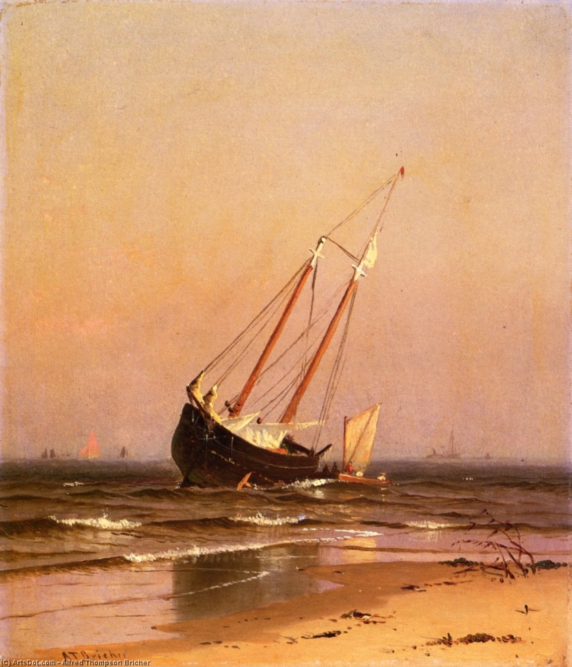 Wikioo.org - The Encyclopedia of Fine Arts - Painting, Artwork by Alfred Thompson Bricher - Ashore on Salisbury Beach