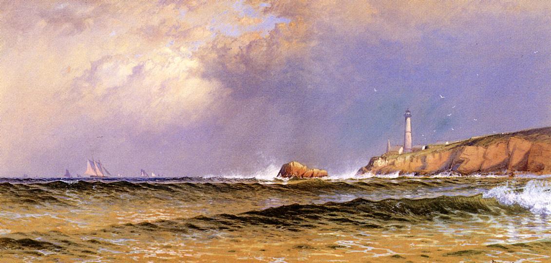 Wikioo.org - The Encyclopedia of Fine Arts - Painting, Artwork by Alfred Thompson Bricher - Coastal Scene with Lighthouse
