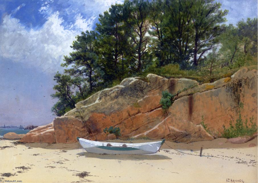 WikiOO.org - Εγκυκλοπαίδεια Καλών Τεχνών - Ζωγραφική, έργα τέχνης Alfred Thompson Bricher - Dory on Dana's Beach, Manchester-by-the-Sea, Massachusetts