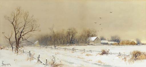 Wikioo.org - สารานุกรมวิจิตรศิลป์ - จิตรกรรม Alfred Thompson Bricher - Farmhouse in the Snow