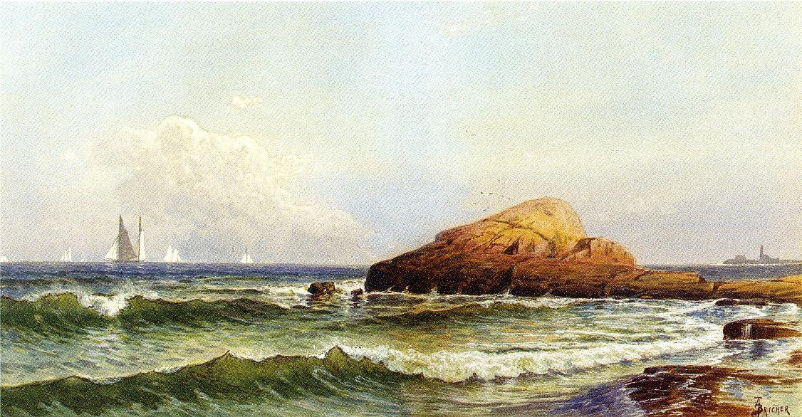 Wikioo.org - The Encyclopedia of Fine Arts - Painting, Artwork by Alfred Thompson Bricher - Little Bass Rock, Narragansett Pier