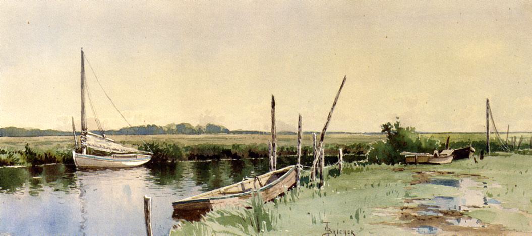 WikiOO.org - אנציקלופדיה לאמנויות יפות - ציור, יצירות אמנות Alfred Thompson Bricher - Sailboats in an Inlet