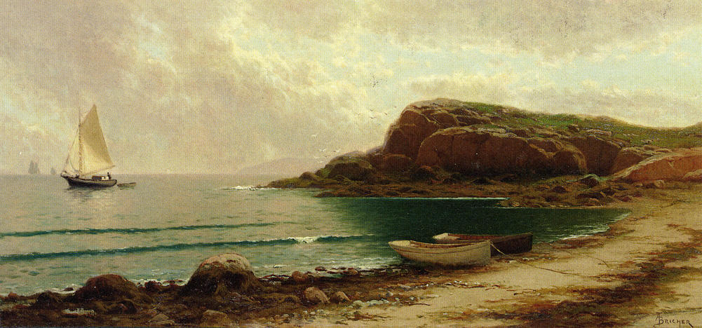 Wikioo.org - The Encyclopedia of Fine Arts - Painting, Artwork by Alfred Thompson Bricher - Seascape with Dories and Sailboats
