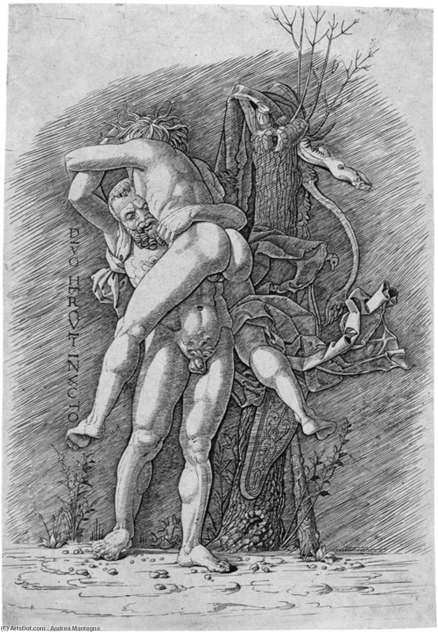 WikiOO.org – 美術百科全書 - 繪畫，作品 Andrea Mantegna - 大力士和安泰