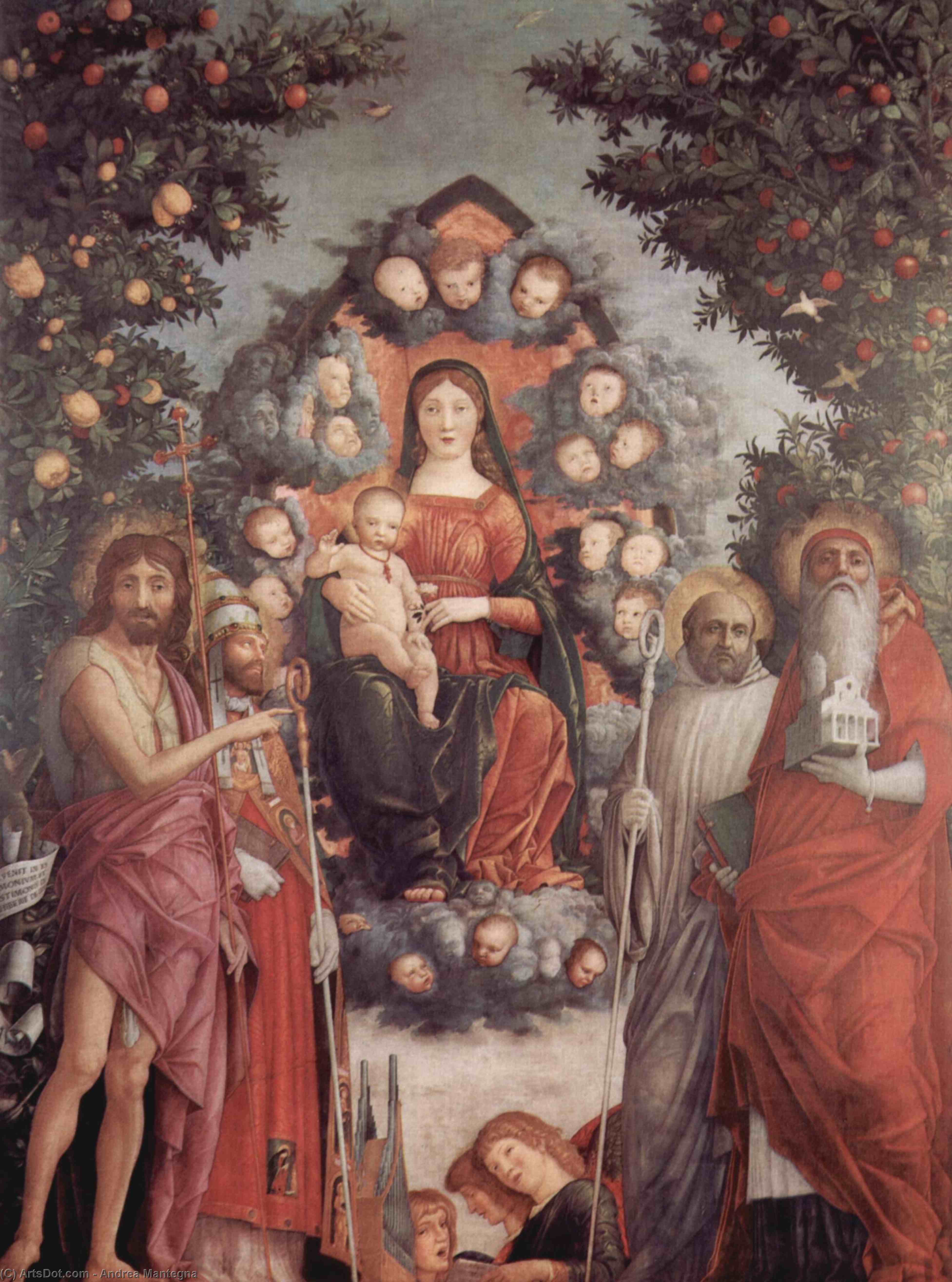 WikiOO.org - Encyclopedia of Fine Arts - Lukisan, Artwork Andrea Mantegna - Madonna mit Heiligen