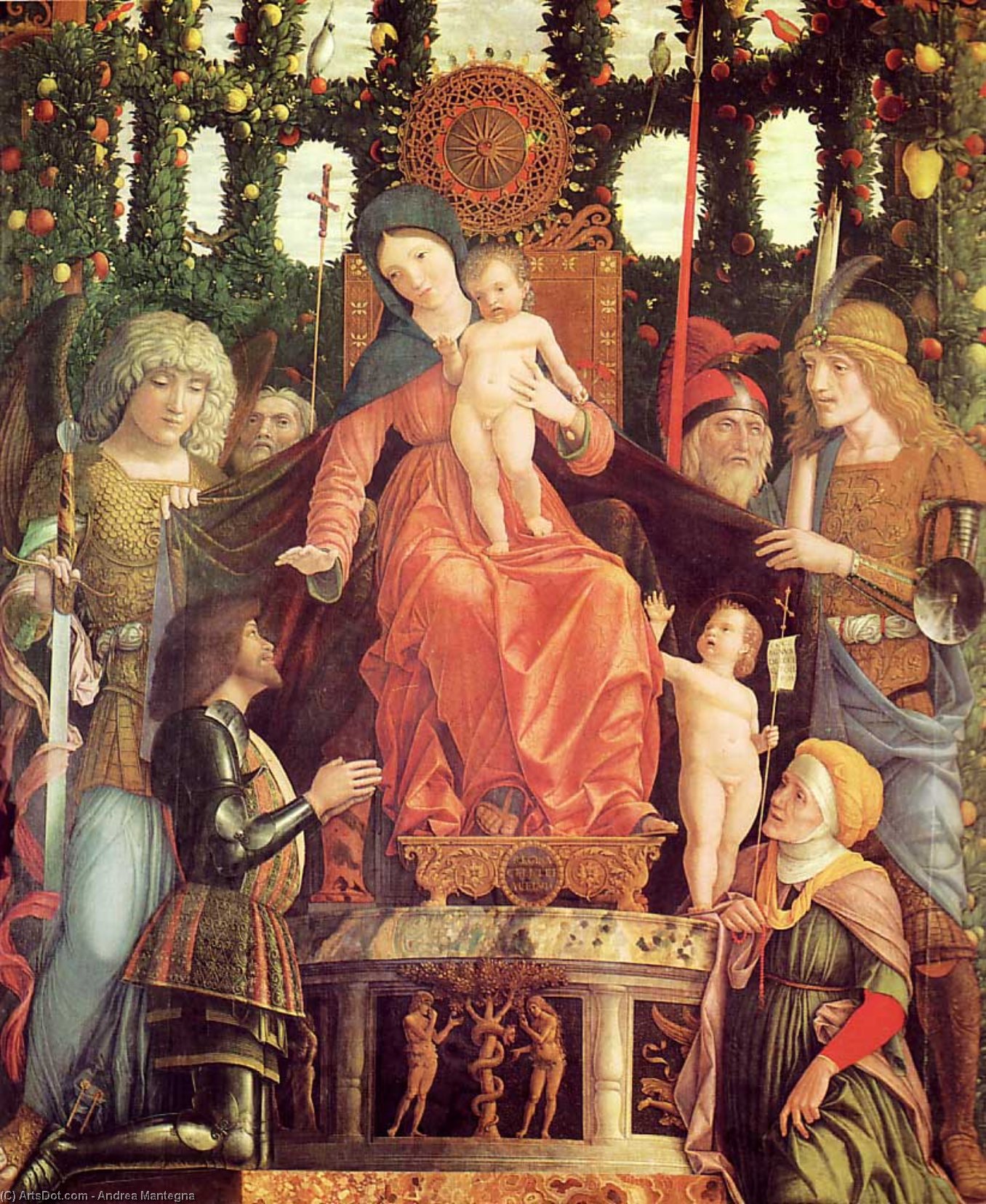 WikiOO.org – 美術百科全書 - 繪畫，作品 Andrea Mantegna - 萨克拉座谈（麦当娜德拉维多利亚）
