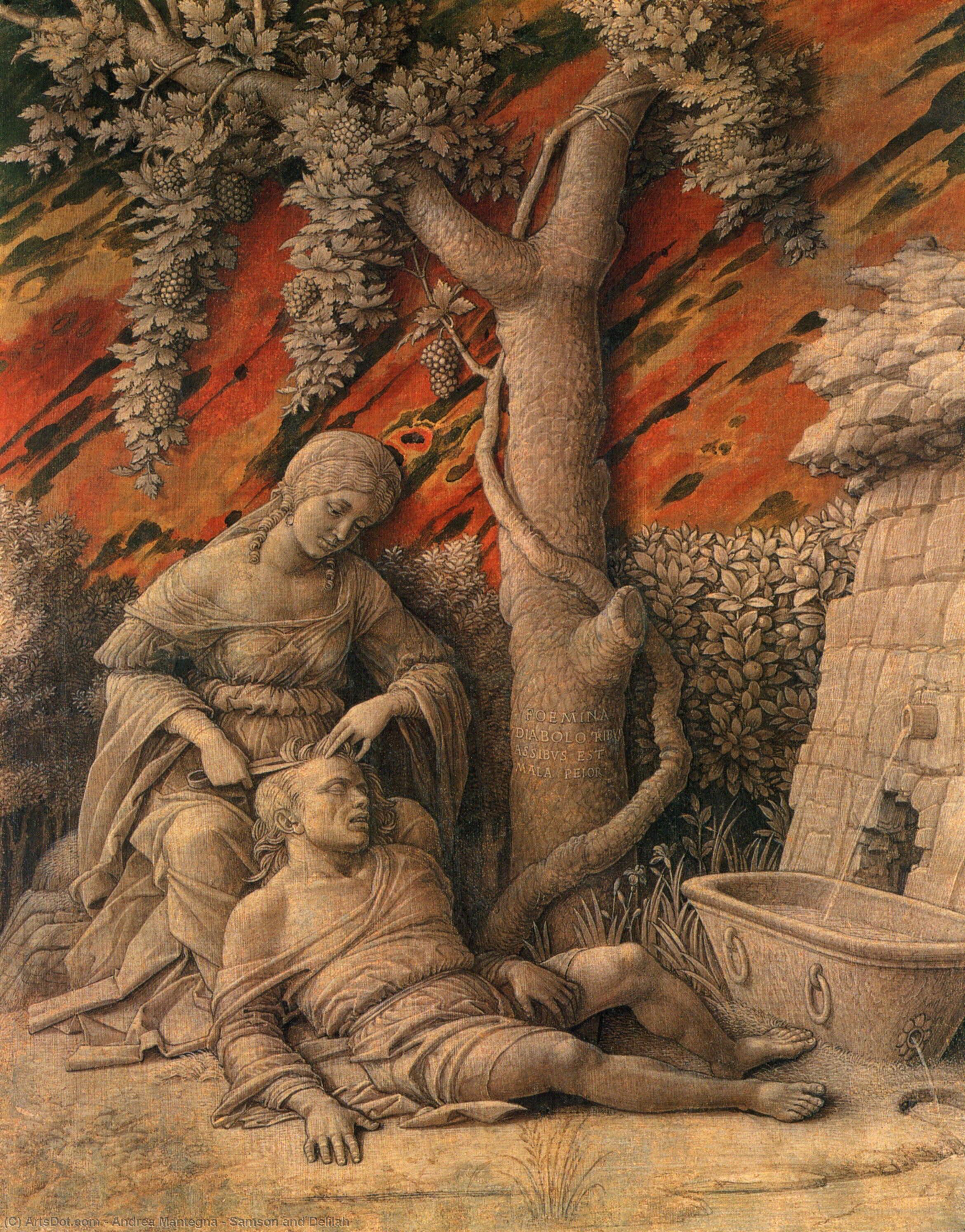 Wikioo.org – La Enciclopedia de las Bellas Artes - Pintura, Obras de arte de Andrea Mantegna - Sansón y Dalila