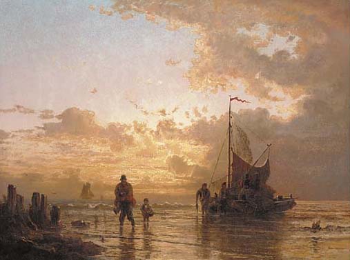 Wikioo.org - The Encyclopedia of Fine Arts - Painting, Artwork by Andreas Achenbach - The fishermen's return