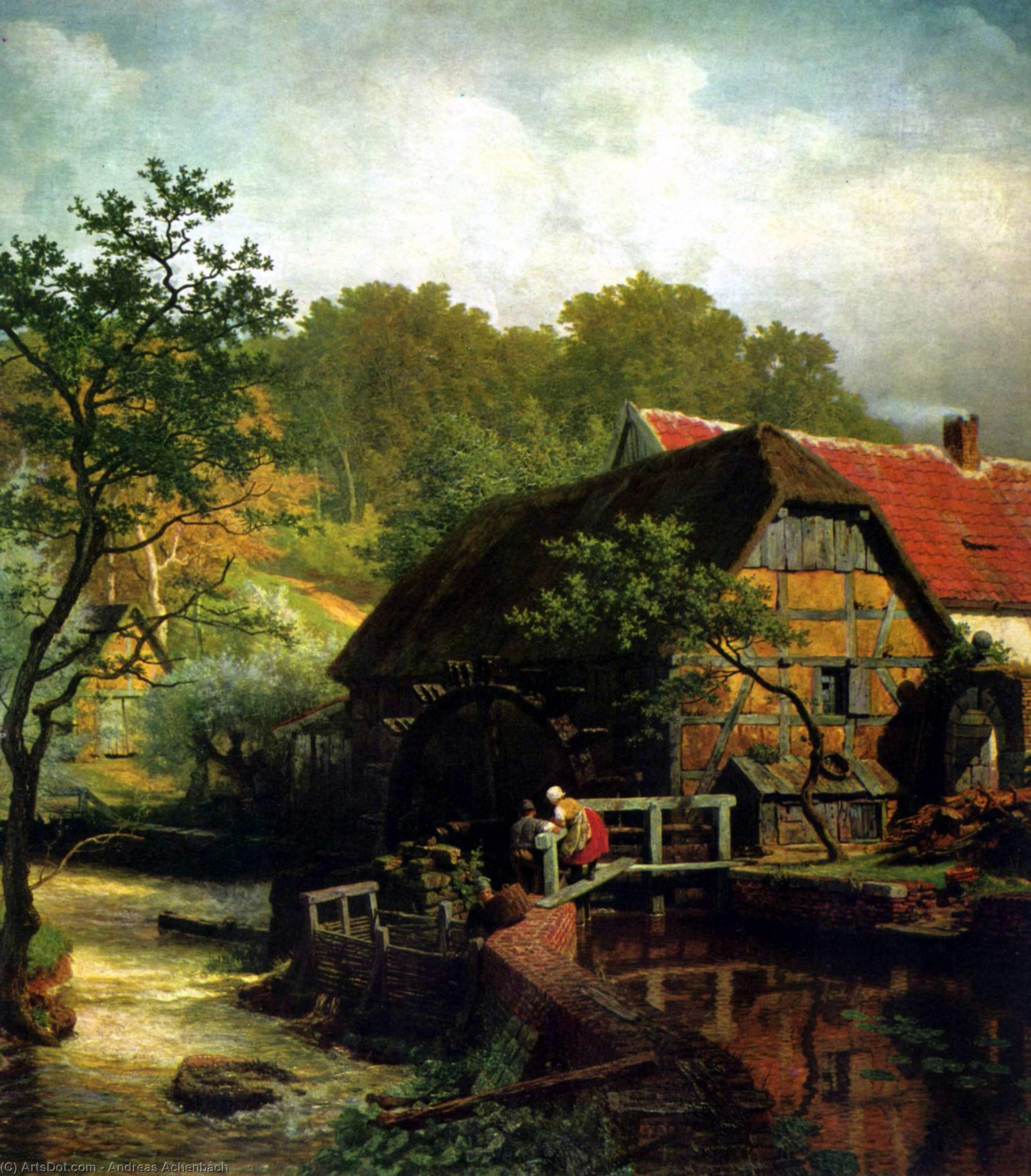 Wikioo.org - The Encyclopedia of Fine Arts - Painting, Artwork by Andreas Achenbach - Westfälische Wassermühle