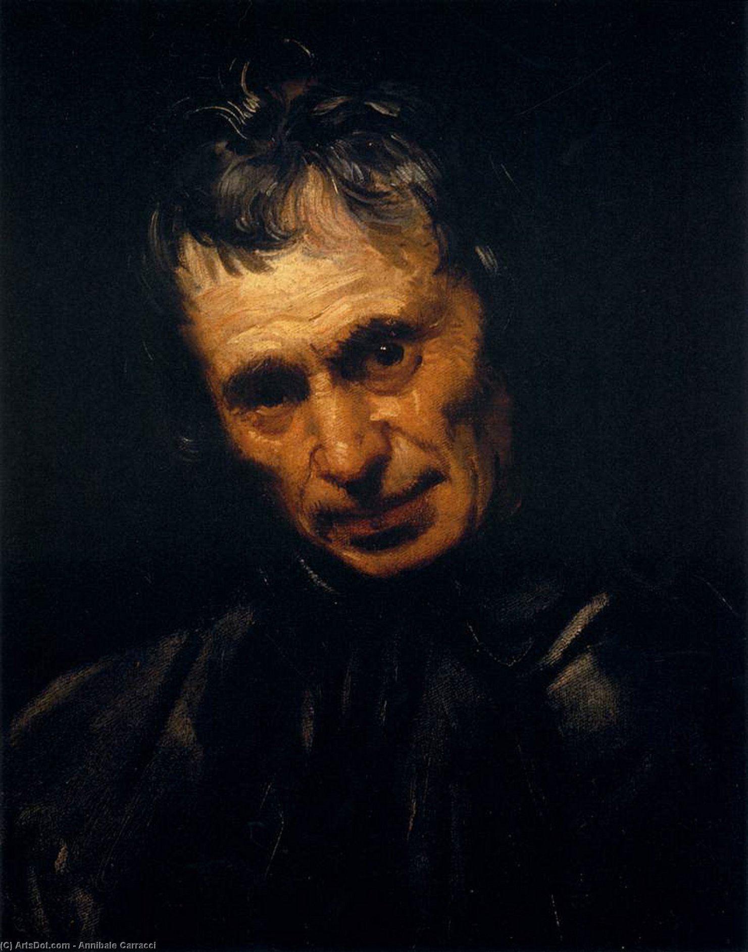 Wikioo.org - The Encyclopedia of Fine Arts - Painting, Artwork by Annibale Carracci - Head of a Man