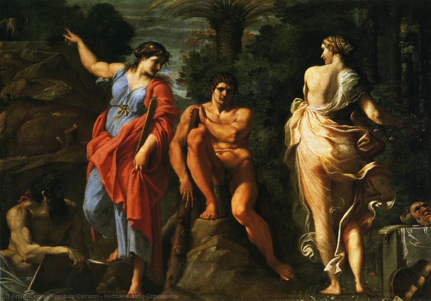 Wikioo.org - The Encyclopedia of Fine Arts - Painting, Artwork by Annibale Carracci - Hercules at the Crossroads