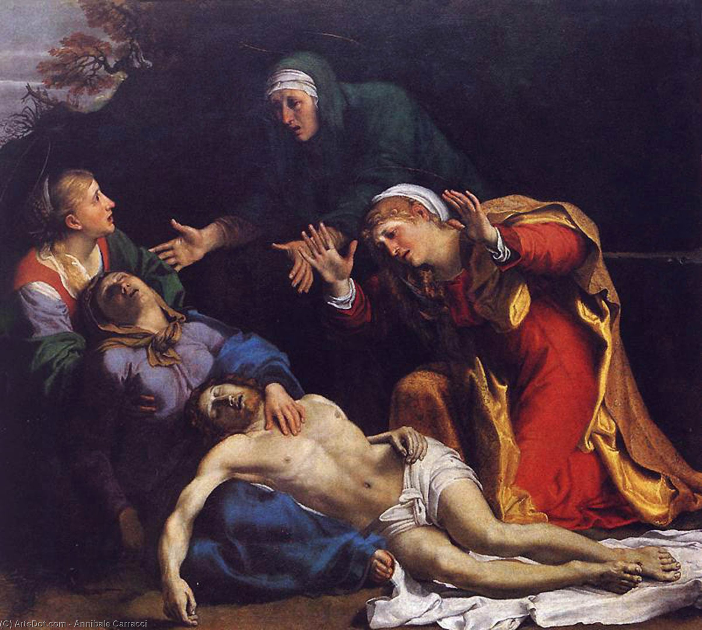 WikiOO.org - Encyclopedia of Fine Arts - Maleri, Artwork Annibale Carracci - Lamentation of Christ