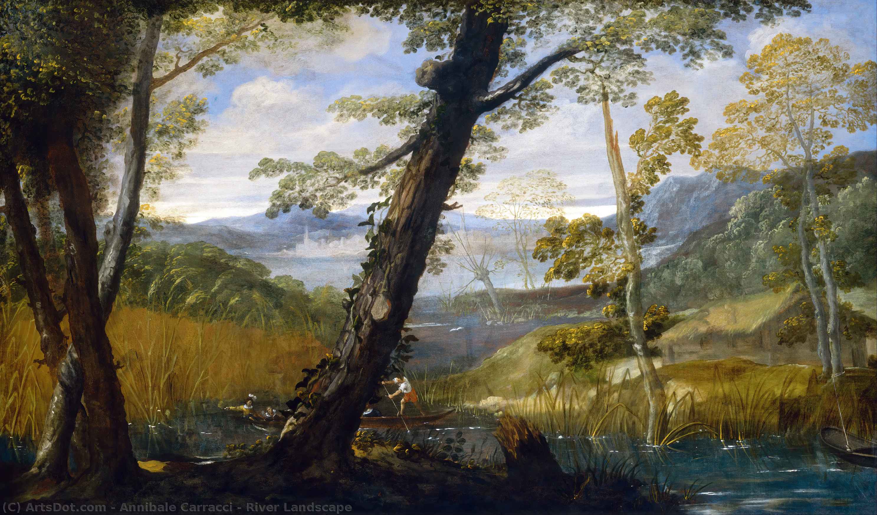 WikiOO.org - Encyclopedia of Fine Arts - Schilderen, Artwork Annibale Carracci - River Landscape