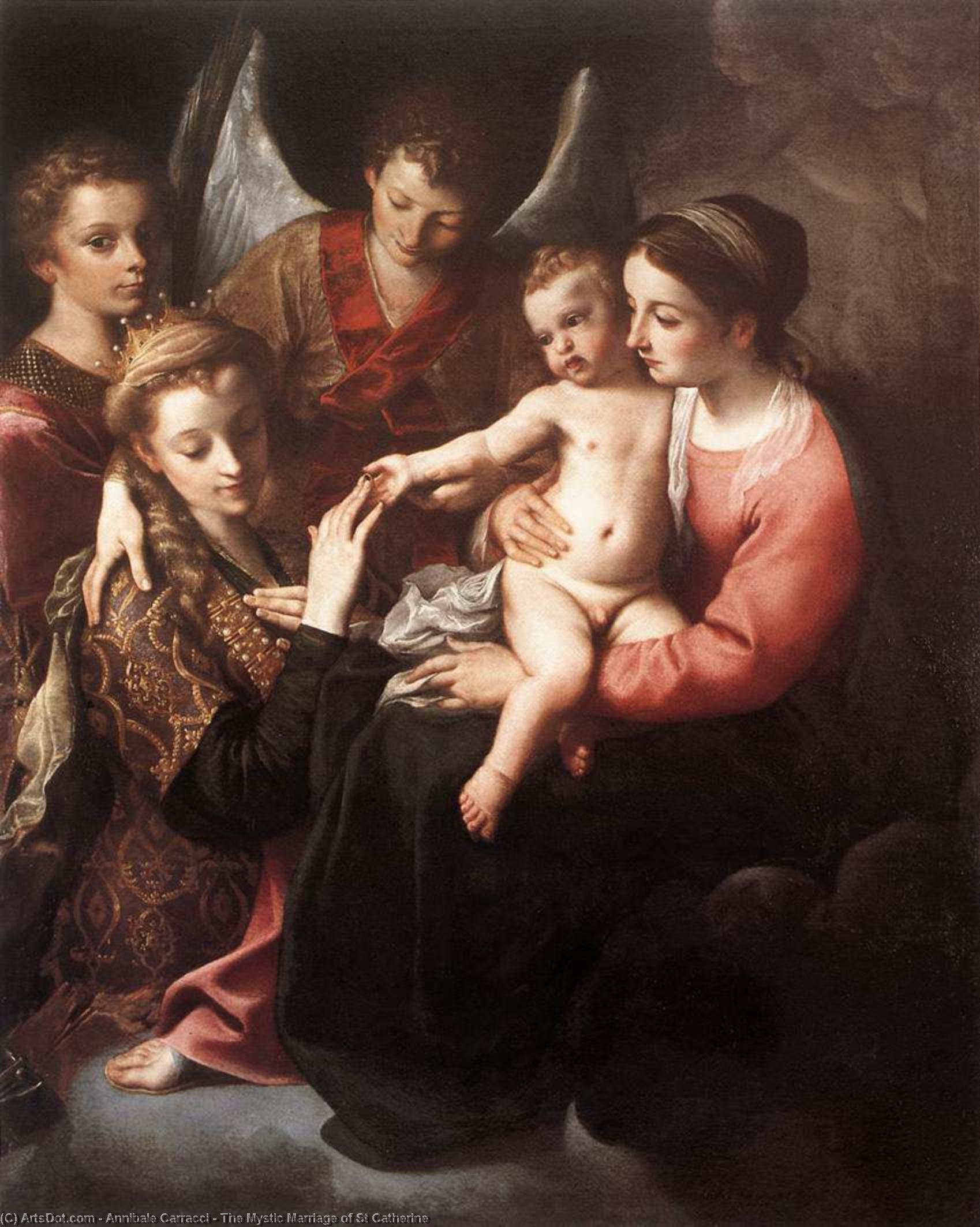 Wikioo.org - The Encyclopedia of Fine Arts - Painting, Artwork by Annibale Carracci - The Mystic Marriage of St Catherine