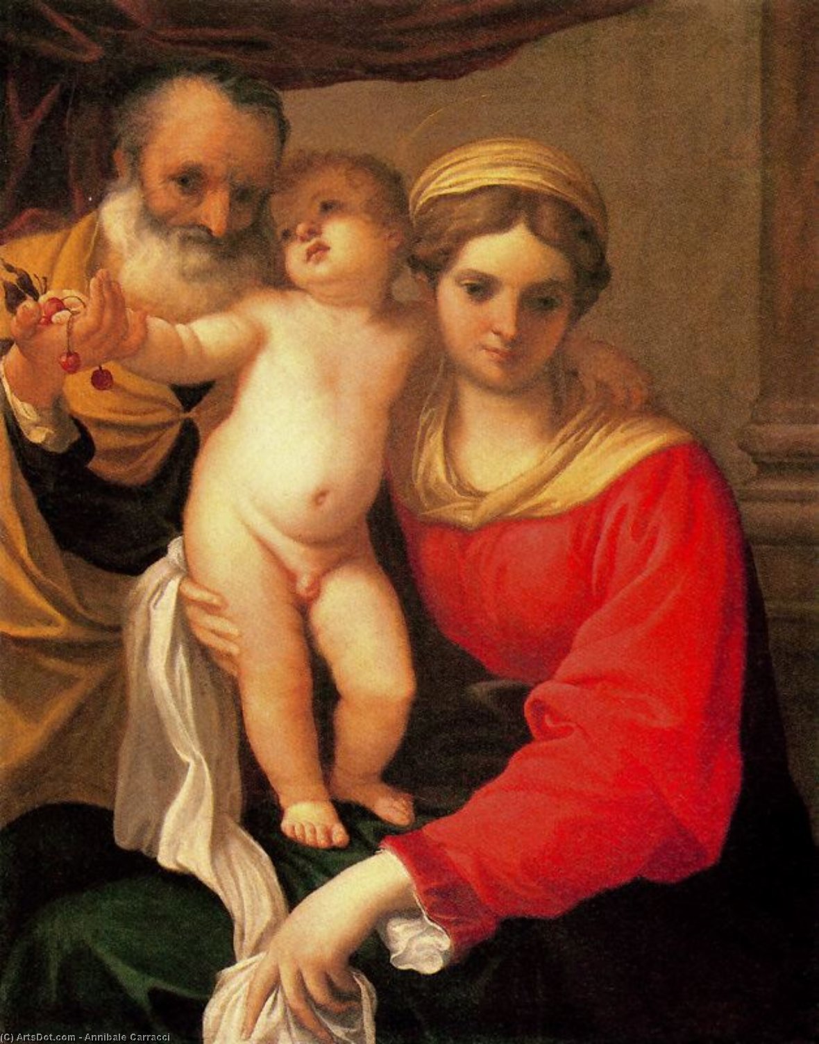 WikiOO.org - Encyclopedia of Fine Arts - Maleri, Artwork Annibale Carracci - Virgen con cerezas
