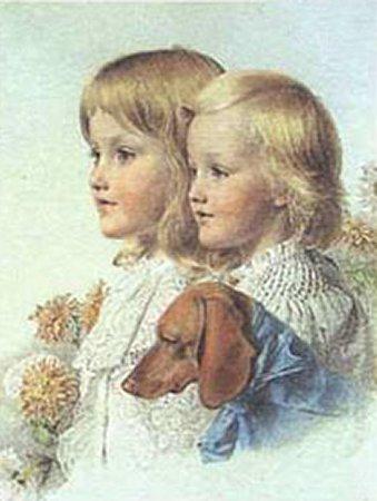 Wikioo.org - สารานุกรมวิจิตรศิลป์ - จิตรกรรม Anthony Frederick Augustus Sandys - Conrad and Violet Flower