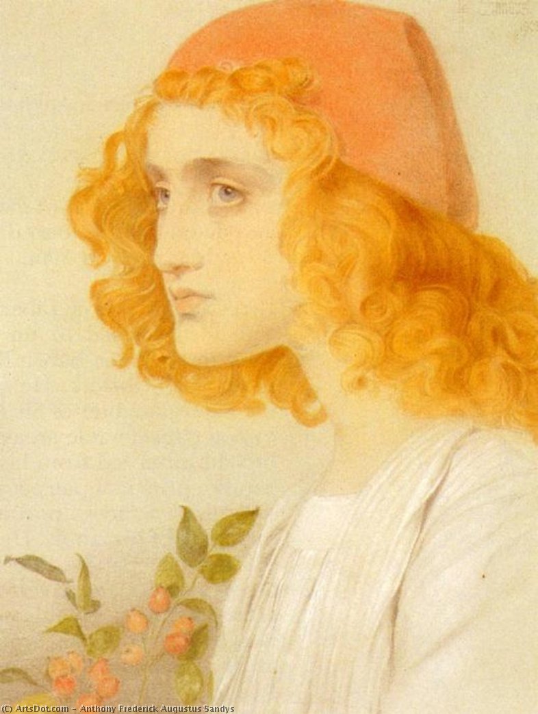 Wikioo.org - สารานุกรมวิจิตรศิลป์ - จิตรกรรม Anthony Frederick Augustus Sandys - The Red Cap
