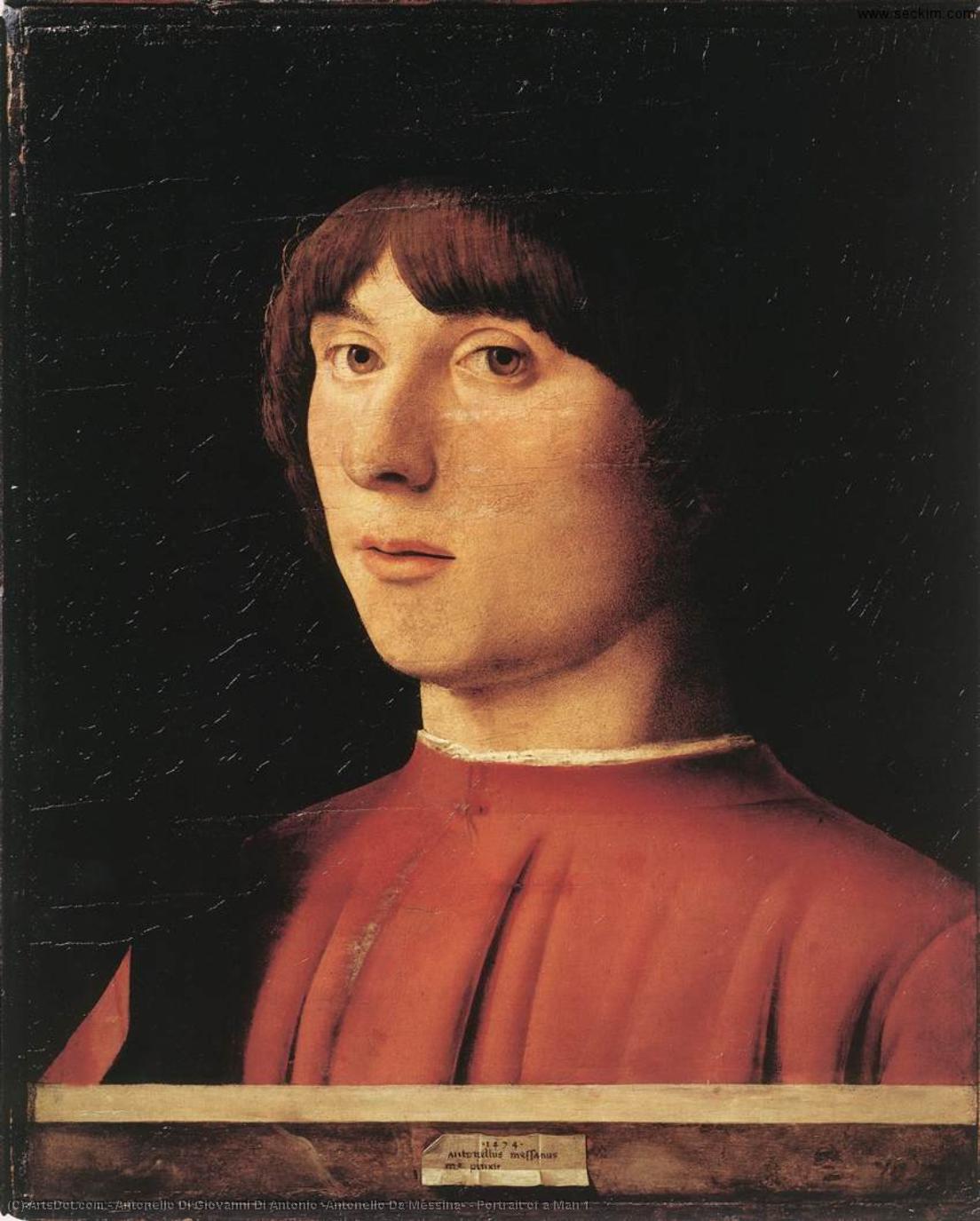 WikiOO.org – 美術百科全書 - 繪畫，作品 Antonello Di Giovanni Di Antonio (Antonello Da Messina) - 人像的一个人 1