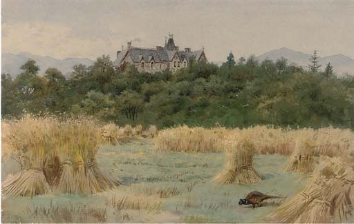 Wikioo.org - The Encyclopedia of Fine Arts - Painting, Artwork by Archibald Thorburn - Dundarroch Lodge, Pitlochry, Perthshire