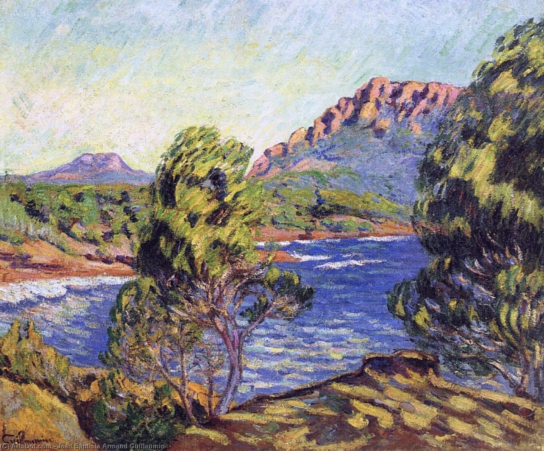 Wikioo.org - The Encyclopedia of Fine Arts - Painting, Artwork by Jean Baptiste Armand Guillaumin - Agay, the Bay during the Mistral