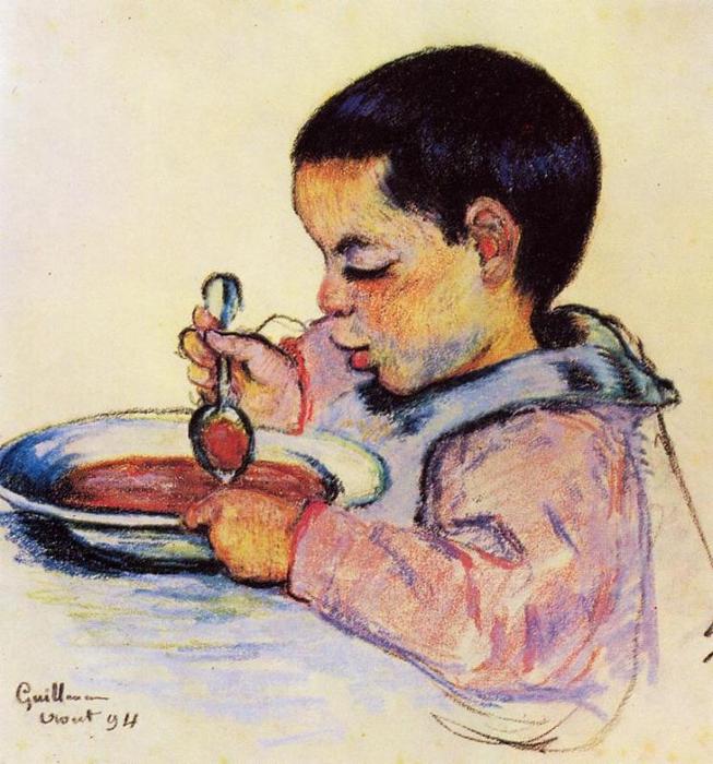 Wikioo.org – La Enciclopedia de las Bellas Artes - Pintura, Obras de arte de Jean Baptiste Armand Guillaumin - Niño que come la sopa