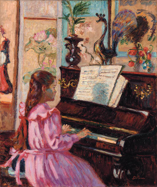 Wikioo.org - The Encyclopedia of Fine Arts - Painting, Artwork by Jean Baptiste Armand Guillaumin - Jeune fille au piano