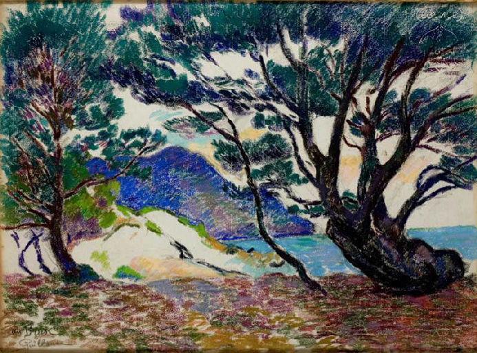 Wikioo.org - The Encyclopedia of Fine Arts - Painting, Artwork by Jean Baptiste Armand Guillaumin - Pins maritimes, crique au Brusc