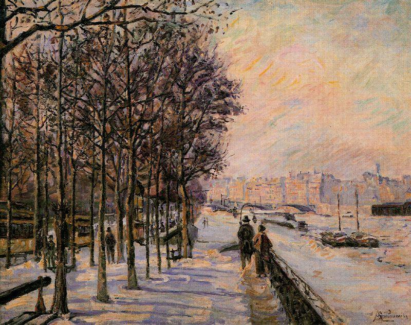 WikiOO.org - Encyclopedia of Fine Arts - Maľba, Artwork Jean Baptiste Armand Guillaumin - Quai de la Gare, Impresión de nieve