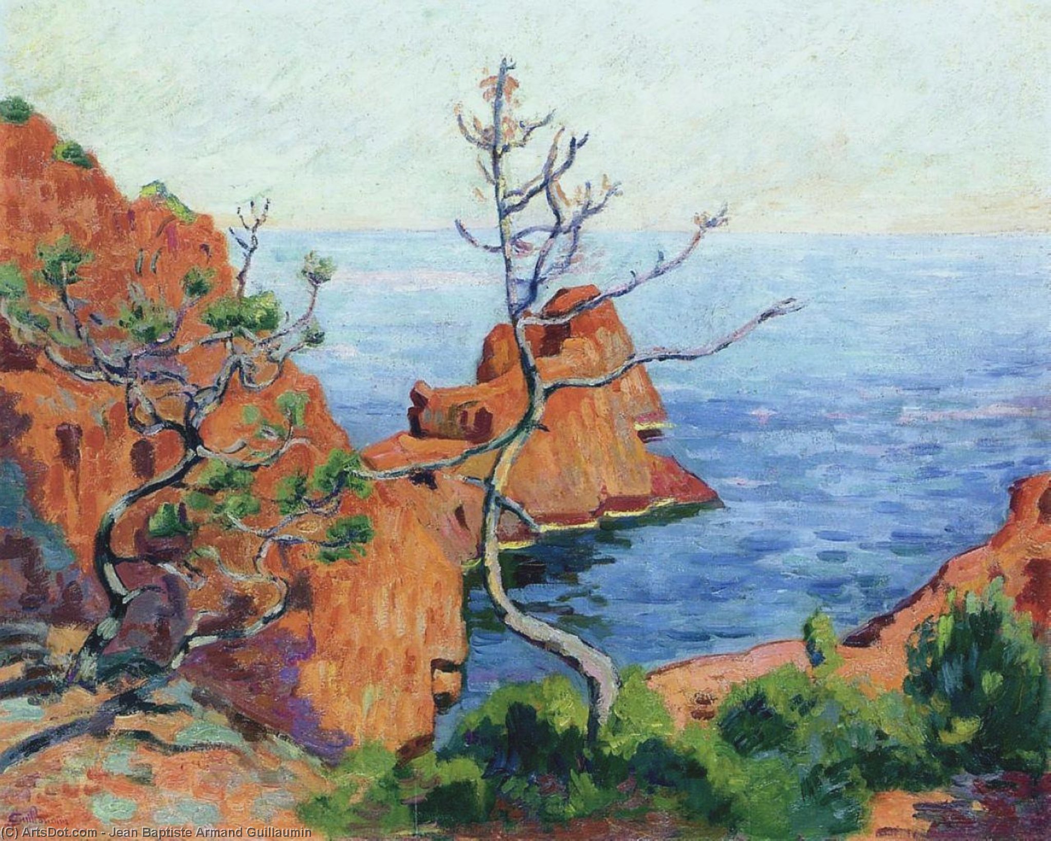 Wikioo.org - The Encyclopedia of Fine Arts - Painting, Artwork by Jean Baptiste Armand Guillaumin - Rocks at Trayas