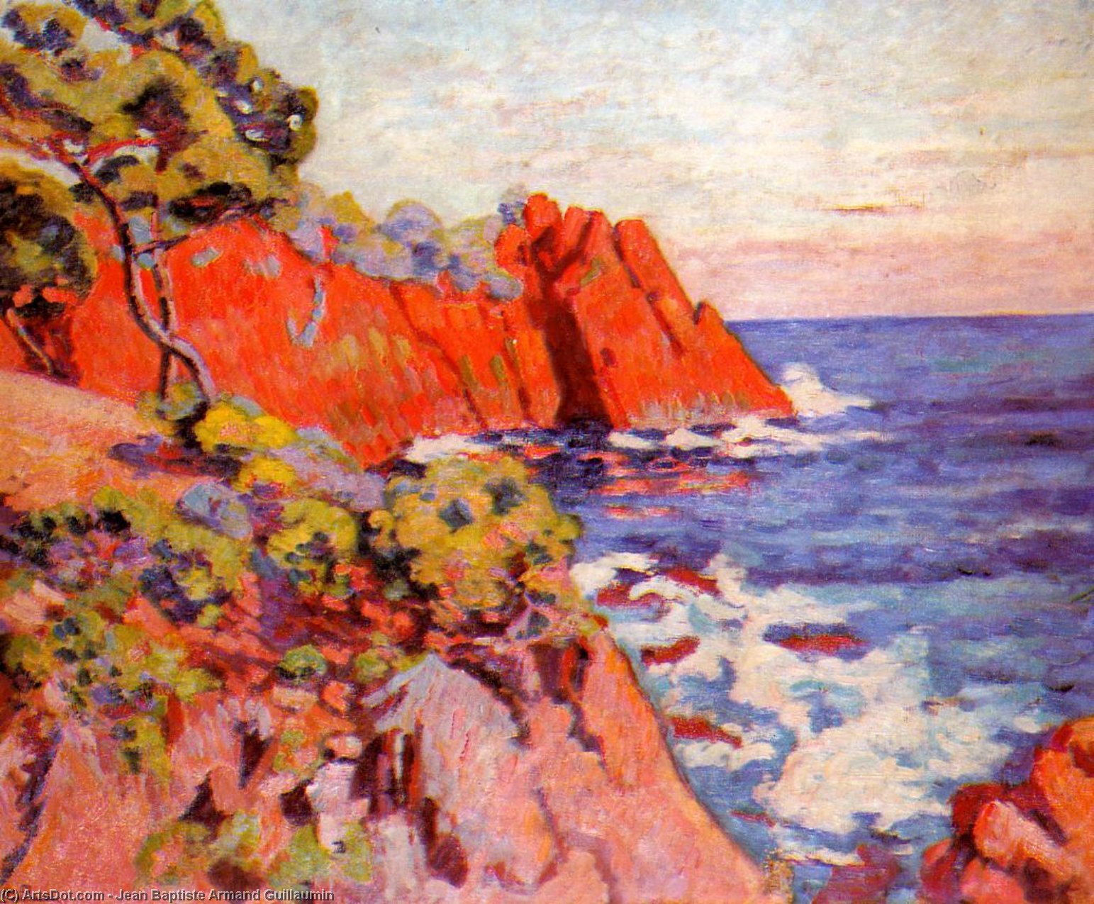 Wikioo.org - The Encyclopedia of Fine Arts - Painting, Artwork by Jean Baptiste Armand Guillaumin - Rocks on the Coast at Agay